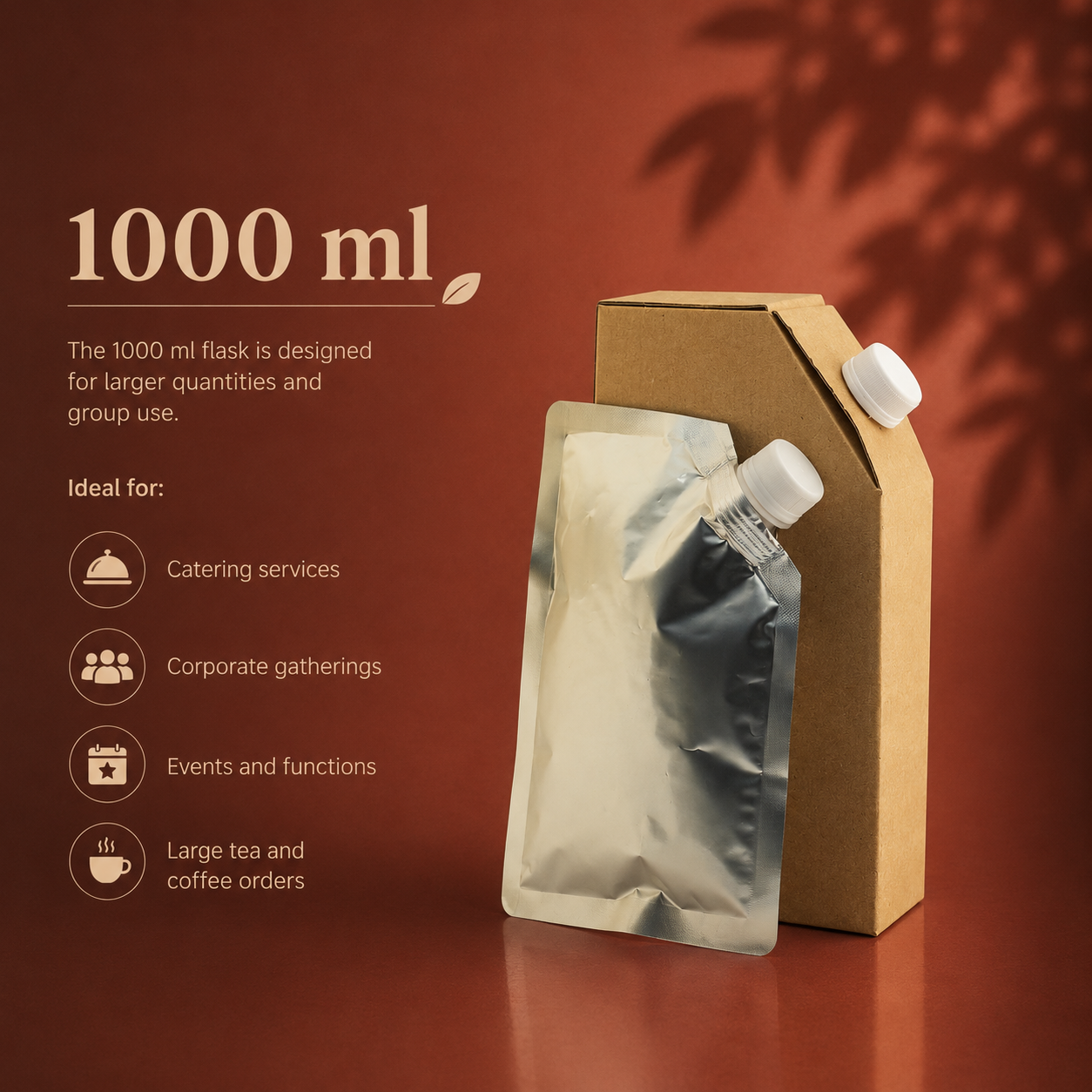 Disposable Tea Flask / Cardboard Flask with Aluminium Spout 1000ml