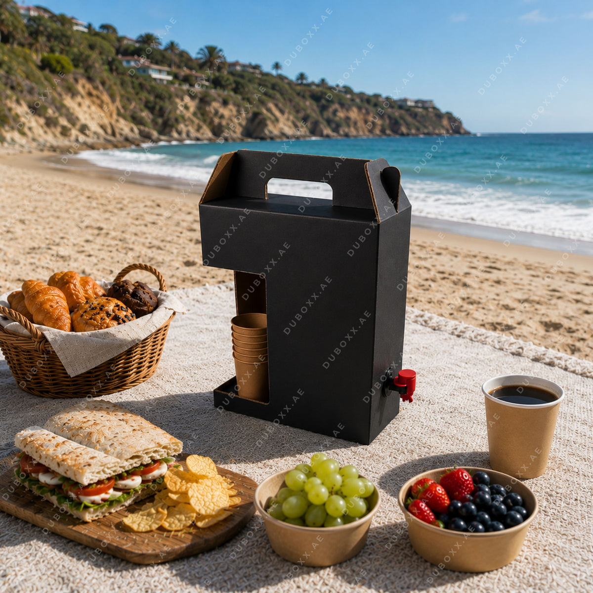 Disposable coffee box dispensers / Cardboard Insulated Coffee Box dispensers Black