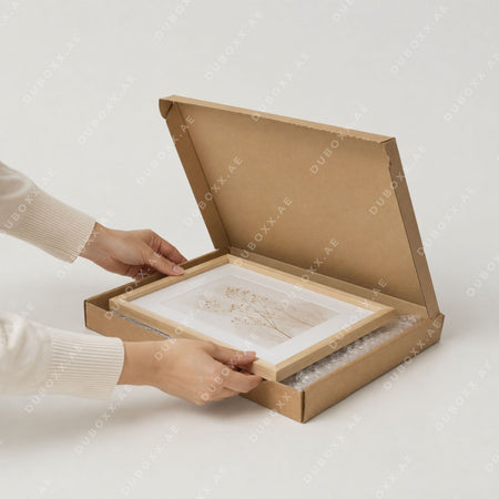 Frame Box, Small Frame Box, Brown Frame Box, Picture Frame Box, Photo Frame Box, Artwork Box, Painting Box, Corrugated Frame Box, Cardboard Frame Box, 36x26x5CM Box, Flat Cardboard Box, Flat Shipping Box, Art Shipping Box, Frame Packaging Box, Picture Frame Packaging, Artwork Packaging, Photo Packaging Box, Document Box, Gift Box, Clothing Box, E-Commerce Box, Shipping Box, Packing Box, Recyclable Box, Frame Box Dubai, Frame Box UAE, Cardboard Box Dubai, Cardboard Box UAE.