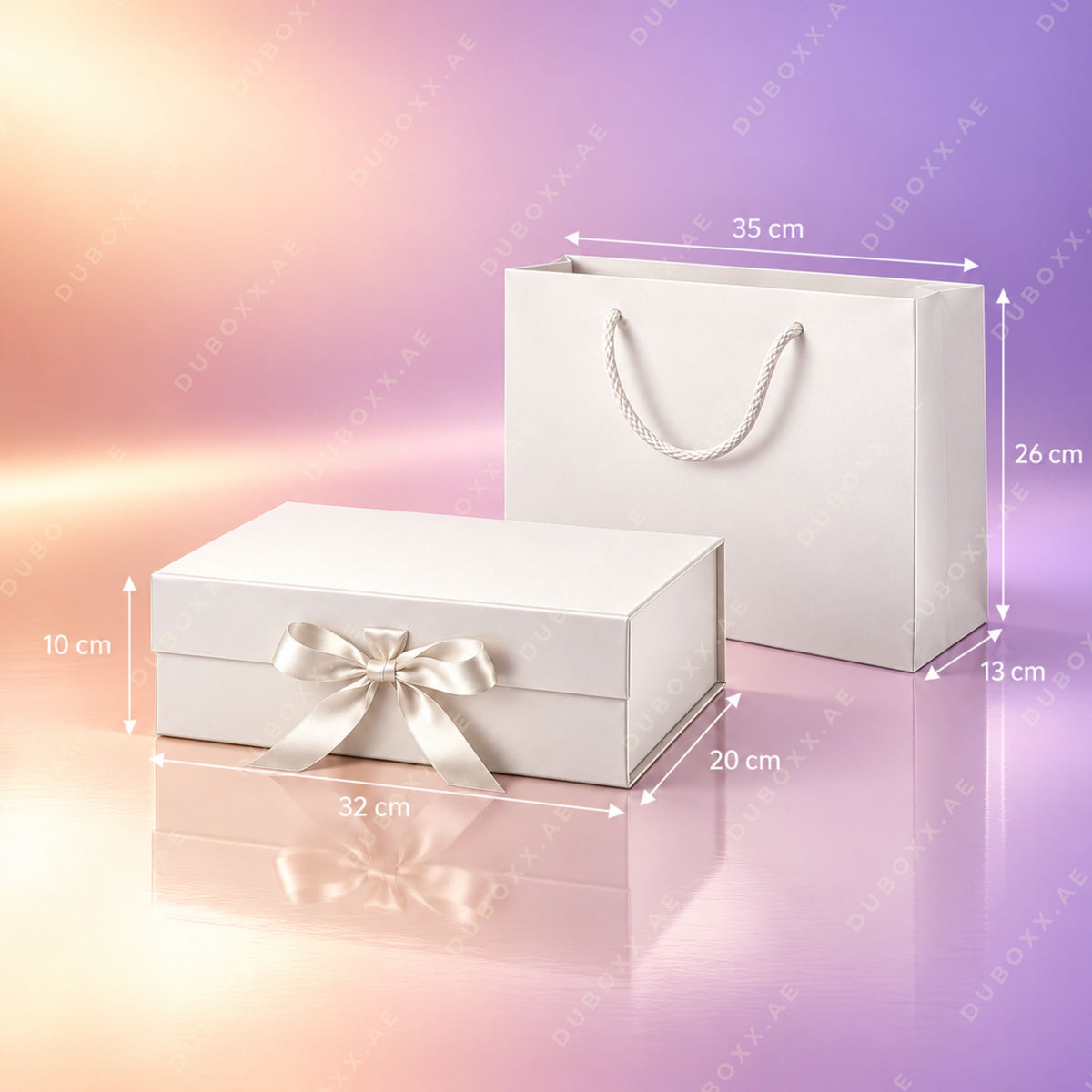 Gift Packing Set Box + Bag-32x20x10 cm-White/Black/Red/Pink/Gold