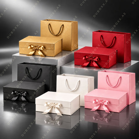 Gift Packing Set Box + Bag-32x20x10 cm-White/Black/Red/Pink/Gold