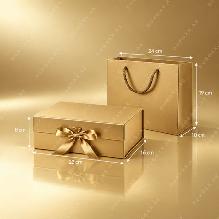 Gift Packing Set Box + Bag -22x16x8 cm - Black/White/Red/Pink/Gold