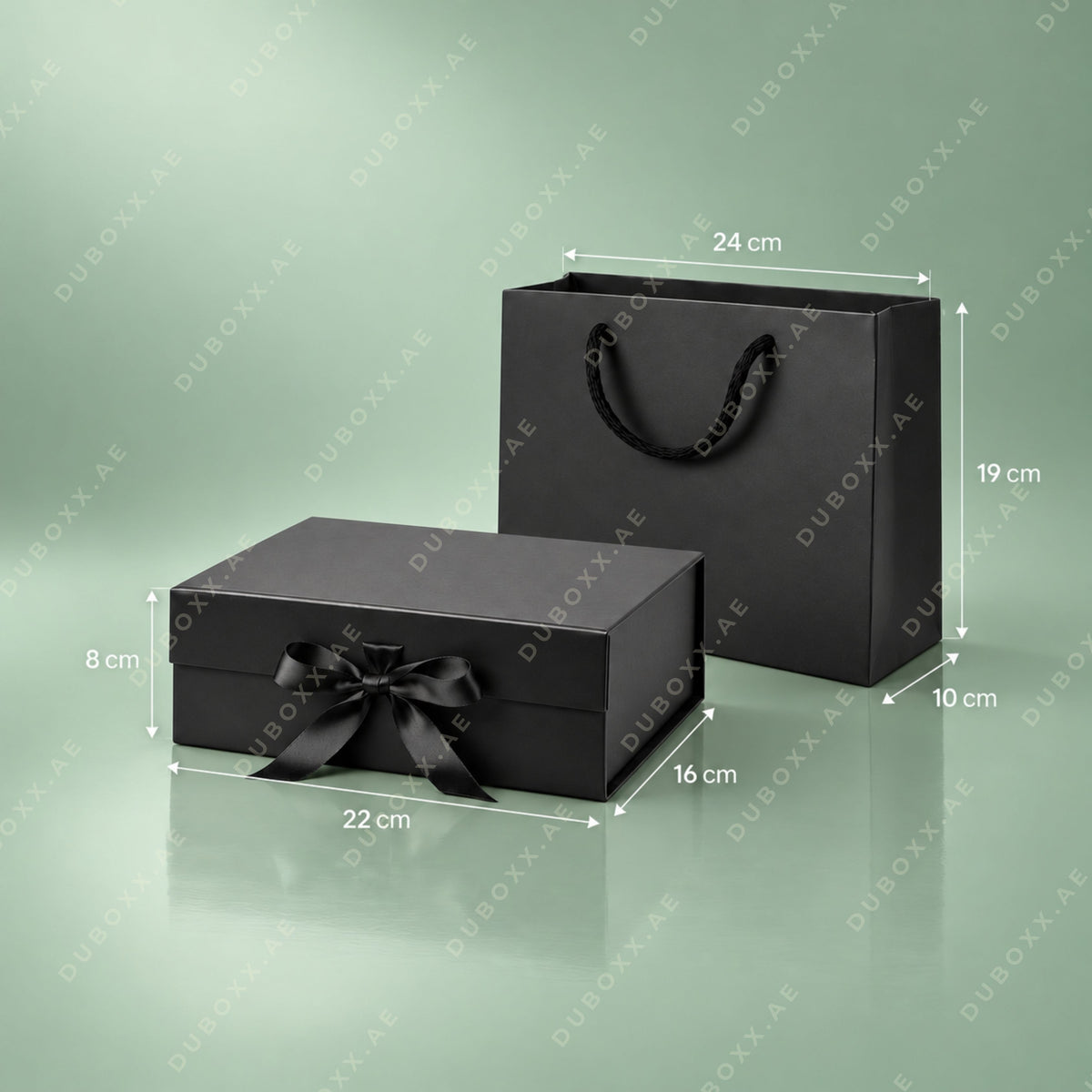 Gift Packing Set Box + Bag -22x16x8 cm - Black/White/Red/Pink/Gold