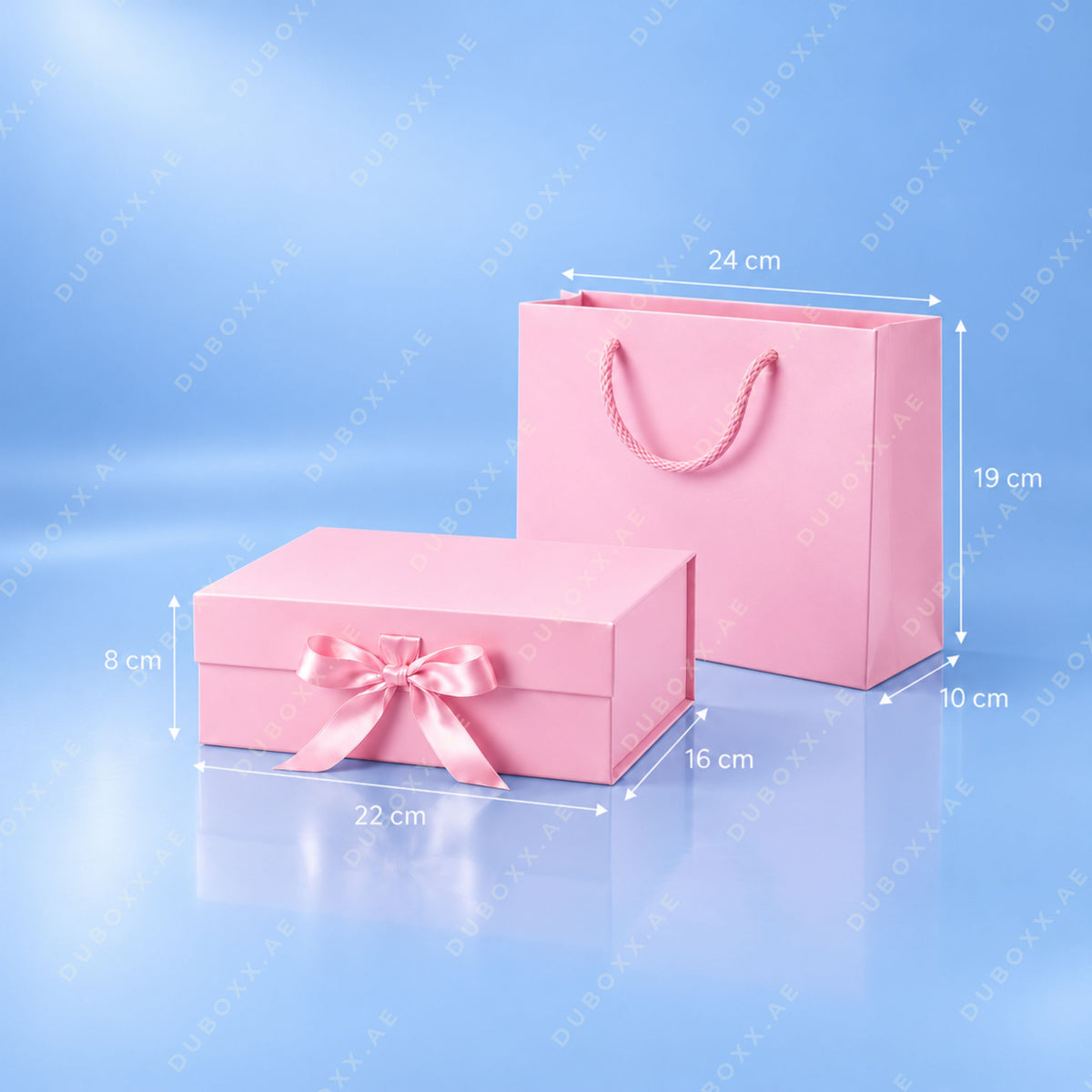 Gift Packing Set Box + Bag -22x16x8 cm - Black/White/Red/Pink/Gold