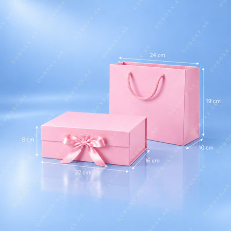 Gift Packing Set Box + Bag -22x16x8 cm - Black/White/Red/Pink/Gold