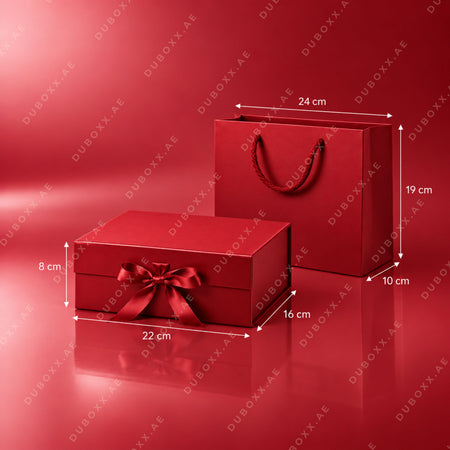 Gift Packing Set Box + Bag -22x16x8 cm - Black/White/Red/Pink/Gold
