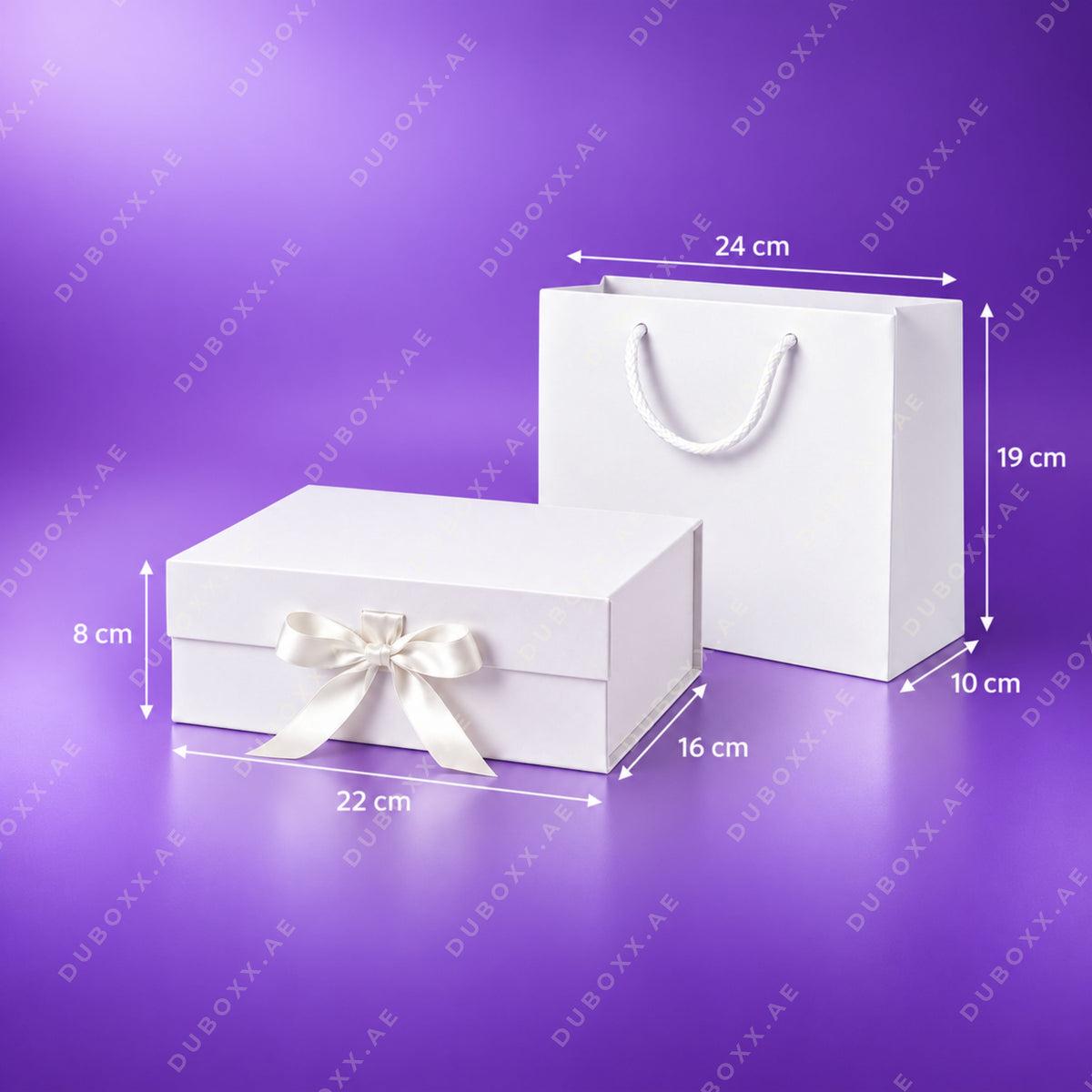Gift Packing Set Box + Bag -22x16x8 cm - Black/White/Red/Pink/Gold