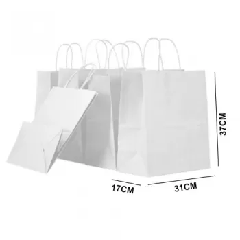 Paper Bags  L-(31x17x37 CM-250Psc/CTN -White