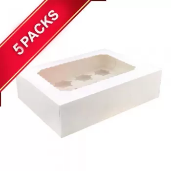 5Packs-12 Cupcake Box 12psc/pack -White