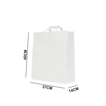 Paper Bag-White -(Flat Handles) 37x14x40CM-250Pcs/CTN