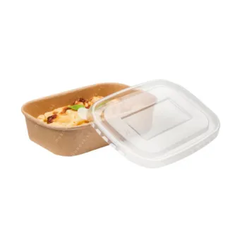 Kraft Rectangle Containers PP Lid -300Pcs/Box